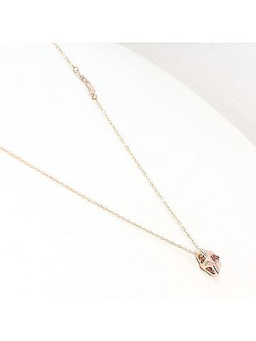 Unbranded K10 10K YG Yellow Gold Necklace with Pink Tourmaline, Total Weight 1.0g, 40cm, Like New Condition (view 2)