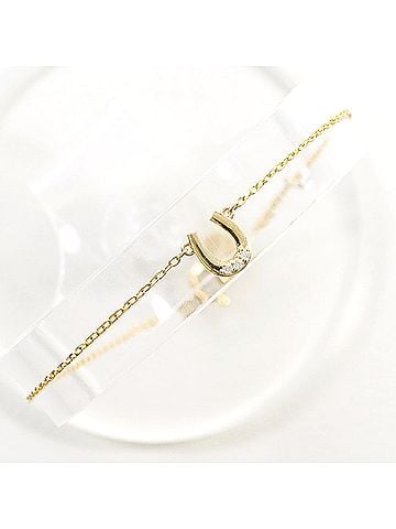Unbranded K10 10K YG Yellow Gold Bracelet with Diamond (no carat marking), Total Weight 0.5g, 19cm, Like New Condition. (view 1)