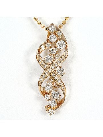 Unbranded 18K (18-karat gold) Pink Gold Necklace with 1.12 ct Diamond, Certificate of Authenticity Included, Total Weight 6.8g, 39cm, Like New Condition. (view 1)
