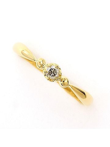 Unbranded 18K (18-karat) Yellow Gold Ring with 0.07ct Diamond, Total Weight 1.1g, Like New Condition. (view 1)