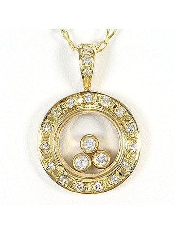 Unbranded 18K (18-karat) Yellow Gold Necklace with Diamond (no carat marking), Certificate of Authenticity, Total Weight 4.7g, 50cm, Like New Condition. (view 1)