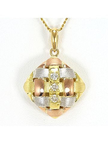 Unbranded PT900 Platinum 18K Yellow Gold Necklace with 0.1ct Diamond, Certificate of Authenticity, Total Weight 3.9g, 40cm, Like New Condition (view 1)