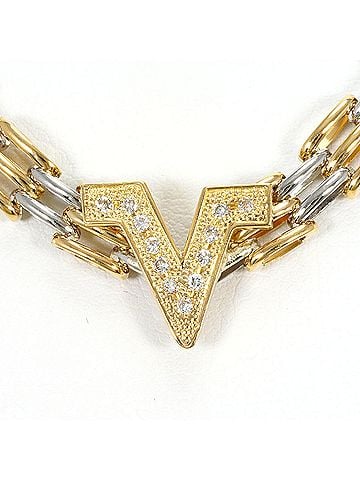 Unbranded PT900 Platinum 18K Yellow Gold Necklace with 0.12ct Diamond, Certificate of Authenticity, Total Weight 34.6g, 43cm, Like New Condition. (view 1)