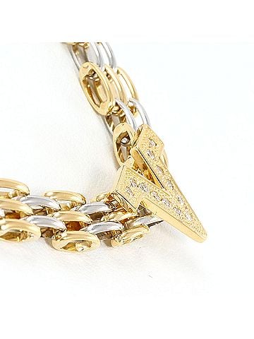 Unbranded PT900 Platinum 18K Yellow Gold Necklace with 0.12ct Diamond, Certificate of Authenticity, Total Weight 34.6g, 43cm, Like New Condition. (view 2)