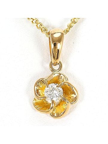 Unbranded 18K (18-karat) Yellow Gold Necklace with Diamond (no carat marking), Certificate of Authenticity, Total Weight 3.0g, 40cm, Like New Condition. (view 1)