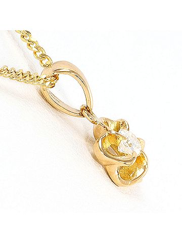 Unbranded 18K (18-karat) Yellow Gold Necklace with Diamond (no carat marking), Certificate of Authenticity, Total Weight 3.0g, 40cm, Like New Condition. (view 2)