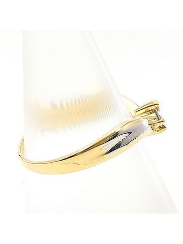 Unbranded PT900 Platinum 18K Yellow Gold Ring, 1 Diamond 0.09ct, Total Weight 2.1g, Like New Condition. (view 2)