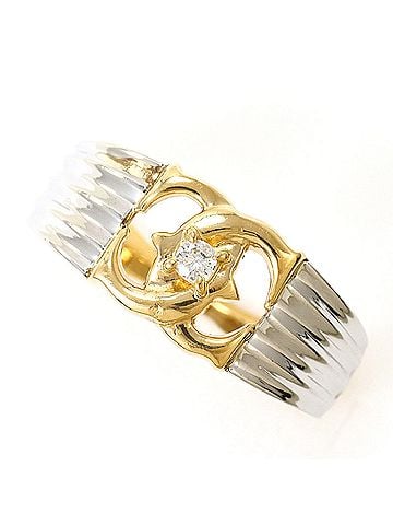 Unbranded PT900 Platinum 18K Yellow Gold Ring with 1 Diamond (carat weight not stamped), Total Weight 3.4g, Like New Condition. (view 1)
