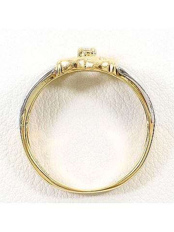 Unbranded PT900 Platinum 18K Yellow Gold Ring with 1 Diamond (carat weight not stamped), Total Weight 3.4g, Like New Condition. (view 2)