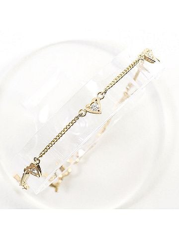 Unbranded 18K (18-karat) yellow gold bracelet with diamonds (no carat markings). Total weight 1.9g. 19.5cm. Like new condition. (view 1)