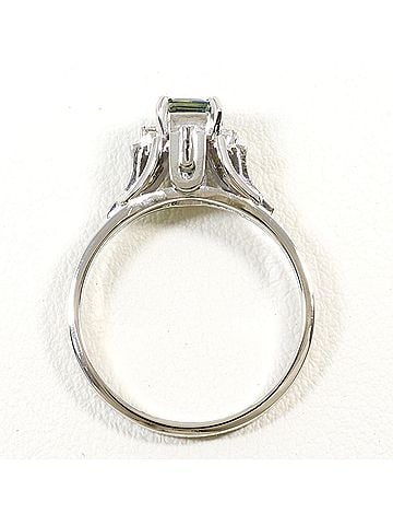 Unbranded PT900 Platinum Ring, 1 Sapphire and Diamond (no carat marking), Total Weight 4.1g, Like New Condition. (view 2)
