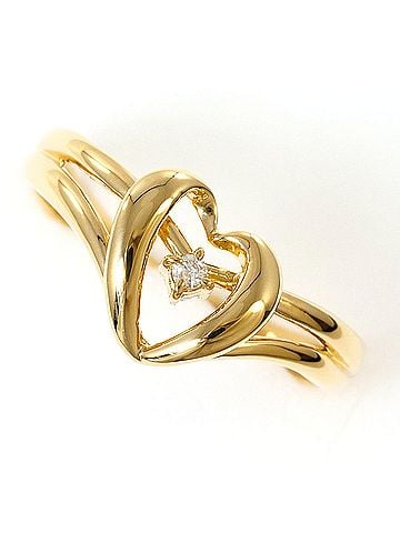 Unbranded 18K (18-karat) yellow gold ring with 1 diamond (0.02 ct), total weight 2.1g, like new. (view 1)