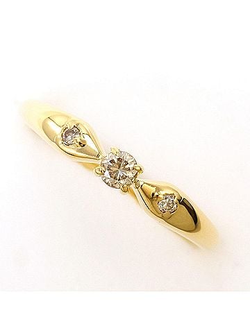 Unbranded 18K (18-karat) yellow gold ring with a 0.10 ct diamond, total weight 1.4g, like new. (view 1)