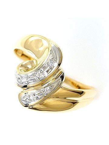 Unbranded PT900 Platinum 18K Yellow Gold Ring, 1 Diamond 0.03ct, Total Weight 3.1g, Like New Condition. (view 1)