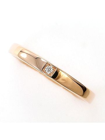 Unbranded K10 10K Pink Gold Ring, 1 Diamond, 0.01ct, Total Weight 2.2g, Like New Condition. (view 1)