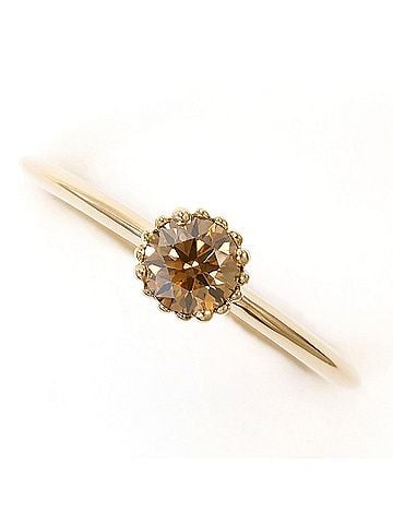 Unbranded 18K (18-karat) Yellow Gold Ring - 18KYG with 0.30ct Brown Diamond (Total Weight Approx. 2.4g) Like New Condition (view 1)