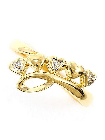 Unbranded 18K (18-karat) yellow gold ring with 1 diamond (0.02ct), total weight 1.8g, like new. (view 1)