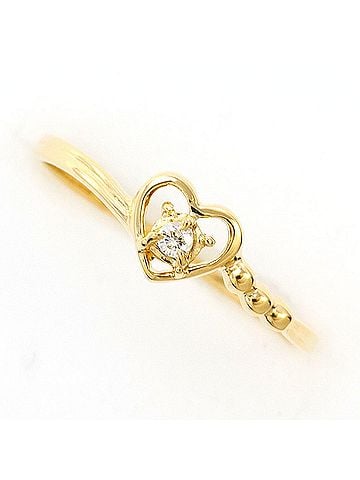 Unbranded 18K (18-karat) yellow gold ring with diamond (no carat marking), total weight 1.0g, like new. (view 1)
