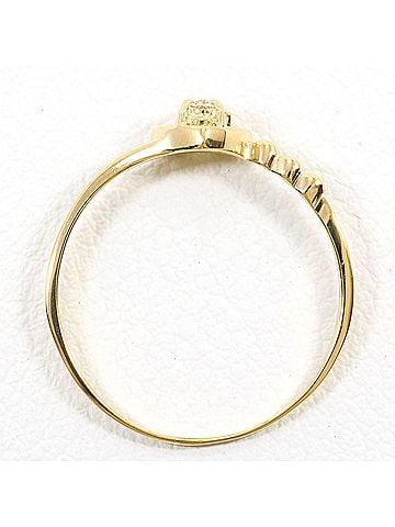 Unbranded 18K (18-karat) yellow gold ring with diamond (no carat marking), total weight 1.0g, like new. (view 2)