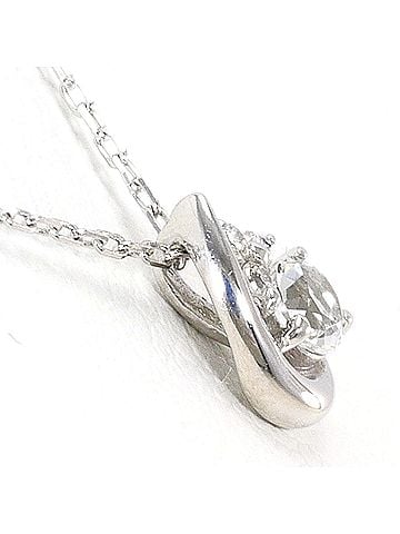 Unbranded K10 10K WG White Gold Necklace with Topaz and Diamond (0.01ct), Total Weight 0.8g, 40cm, Like New Condition. (view 2)