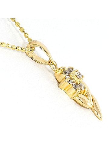 Unbranded 18K (18-karat) Yellow Gold Necklace with 0.14ct Diamond, Total Weight 2.1g, 40cm Length, Like New Condition. (view 2)