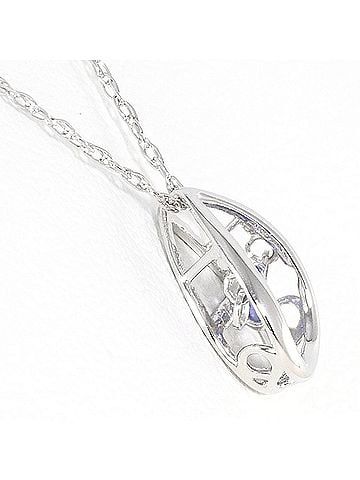 Unbranded K10 10K WG White Gold Necklace with Tanzanite, Total Weight 0.7g, 40cm, Like New Condition (view 2)