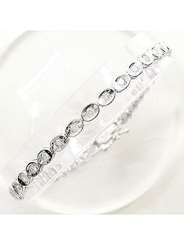Unbranded K14 14K WG White Gold Bracelet with 1.00ct Diamond, Certificate of Authenticity Included, Total Weight 4.0g, 17.5cm, Like New Condition. (view 1)