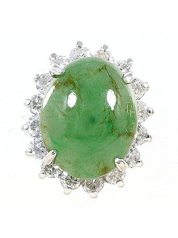 Unbranded PT900 Platinum Earrings with Natural Jadeite and Diamonds (0.32ct), Certificate of Authenticity, Total Weight 5.1g, Like New Condition. (view 2)