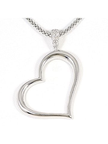 Unbranded 18K (18-karat white gold) necklace with 0.14ct diamond, includes appraisal certificate, total weight 11.3g, 50cm length, like new condition. (view 1)