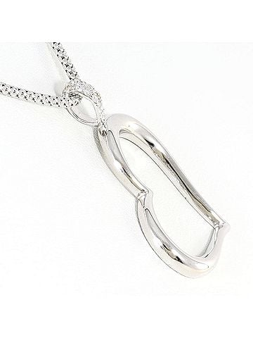 Unbranded 18K (18-karat white gold) necklace with 0.14ct diamond, includes appraisal certificate, total weight 11.3g, 50cm length, like new condition. (view 2)