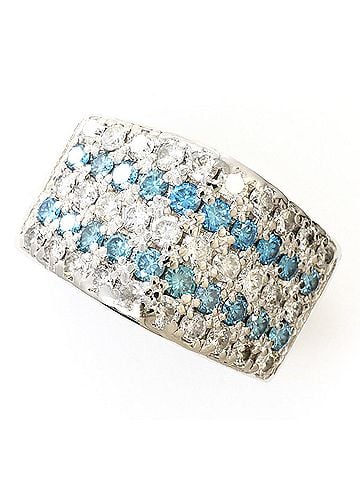 Unbranded PT900 Platinum Ring, 1 Blue Diamond (Treated) 0.64ct, 0.95ct, Certificate of Authenticity, Total Weight 11.2g, Like New Jewelry (view 1)