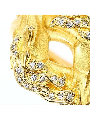 Unbranded 18K (18-karat) yellow gold ring with 1 diamond (no carat marking), includes gemological certificate, total weight 9.7g, like new condition. (view 2)