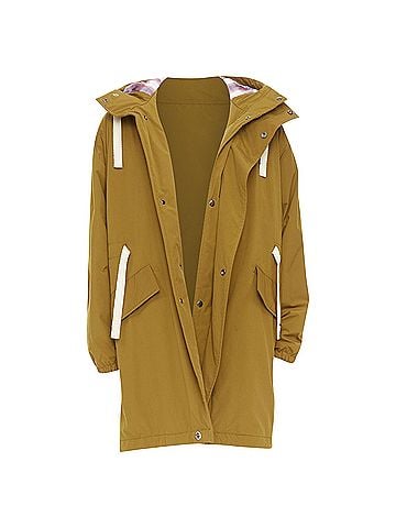Acne ACNE STUDIOS Oil Yellow Ozzy nylon drawstrings plaid hood fishtail parka FR48 M (view 1)