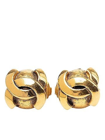 Chanel CC Gold Plated Round Clip On Earrings (view 1)