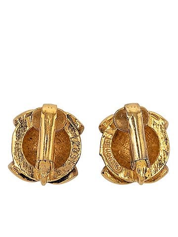 Chanel CC Gold Plated Round Clip On Earrings (view 2)