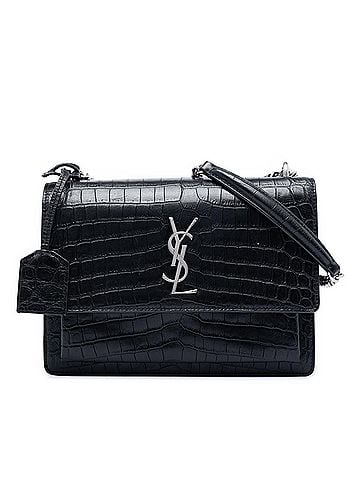 Saint Laurent Medium Croc Embossed Leather Monogram Sunset Crossbody (view 1)