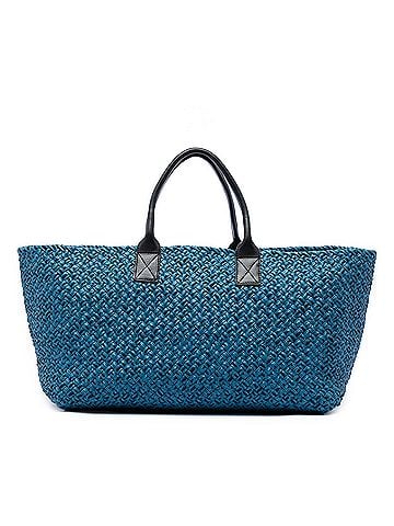 Bottega Veneta Large Lambskin Intreccio Cabat Tote (view 1)