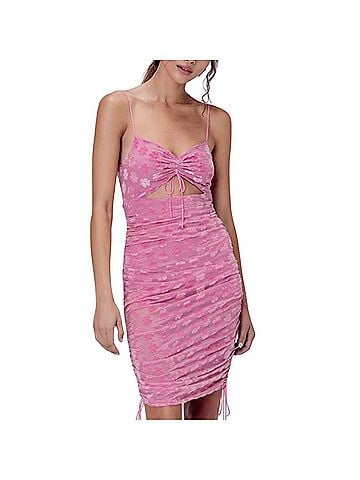For Love & Lemons pink lusk floral burnout dress Cocktail Dress (view 1)