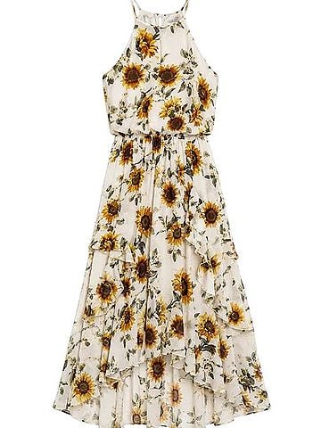 White House Black Market Sunflower Halter High-Low Dress Cocktail Dress (view 2)