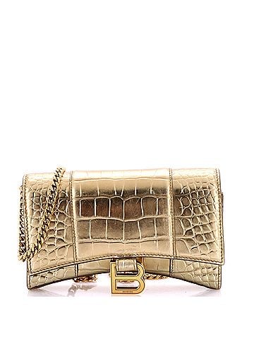 Balenciaga Hourglass Chain Wallet Crocodile Embossed Leather (view 1)