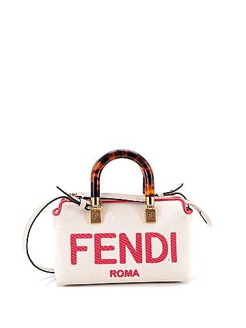Fendi Logo By The Way Top Handle Bag Embroidered Canvas Mini (view 1)