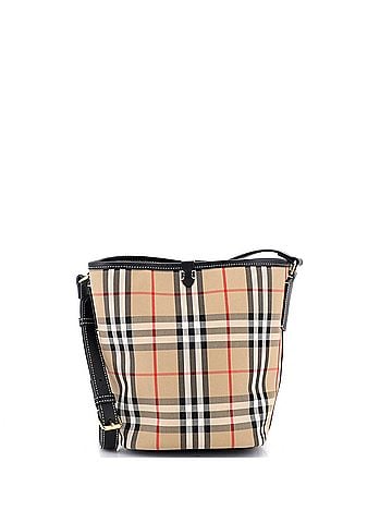 Burberry Ashby Bucket Bag Vintage Check Canvas with Leather Mini (view 1)
