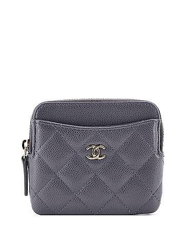 Chanel Square Zip Around Card Holder Wallet Quilted Caviar (view 1)