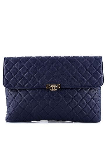 Chanel Golden Class O Case Clutch Quilted Caviar Large (view 1)