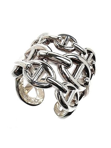 Hermès HERMES Hermes Sterling Silver 925 Chaine d'Ancre Enchainée GM Ring, 12.8g, Women's (view 1)