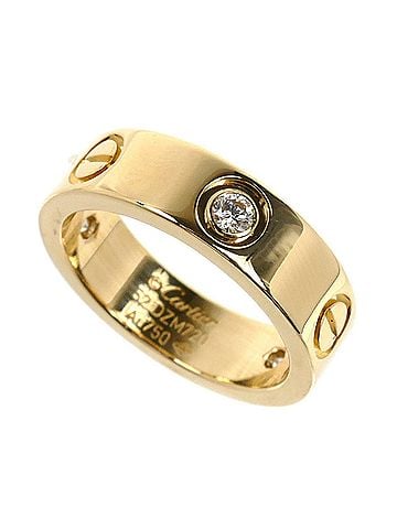 Cartier CARTIER Cartier 18K Yellow Gold Love Ring Half Diamond B4032452 52 8.5g Women's (view 1)