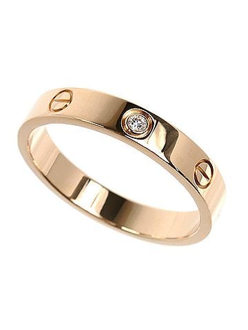 Cartier CARTIER Cartier 18KPG Pink Gold Mini Love 1P Diamond Ring B4050762 2 62 5.3g Women's (view 1)
