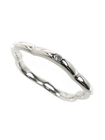 Chanel CHANEL 18KWG White Gold Camellia Single Diamond Ring, 2.3g, Women's (view 1)
