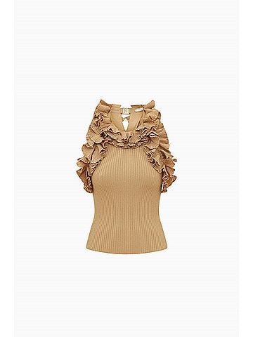 Zimmermann Luna Ruffle Tank in Metallic Gold (view 1)
