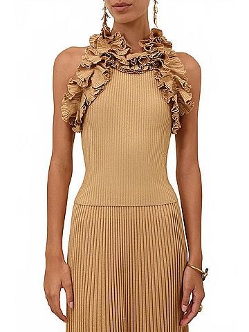 Zimmermann Luna Ruffle Tank in Metallic Gold (view 2)